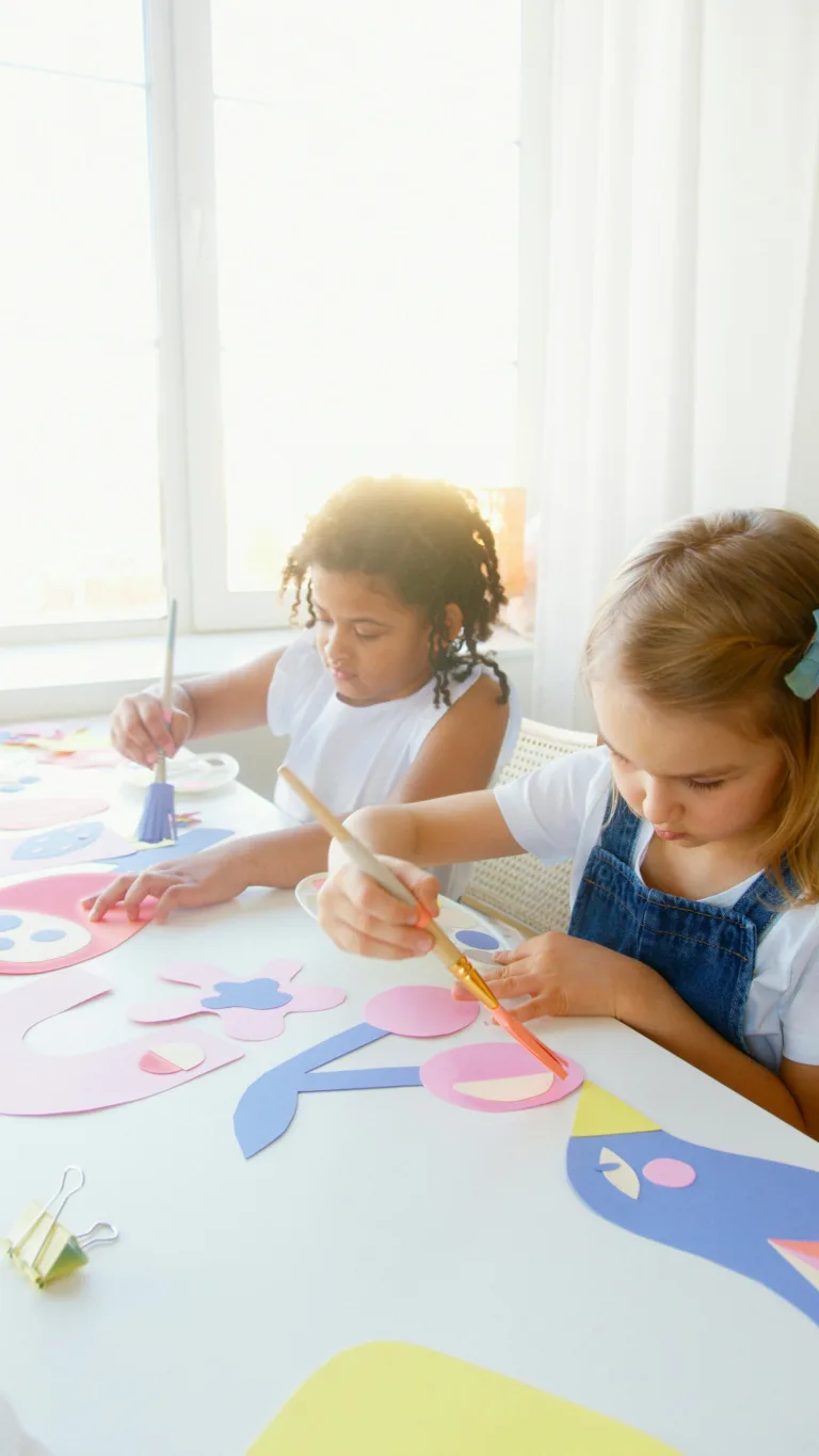 What is Art Therapy? 17 Children enjoying painting art projects with bright colors indoors.