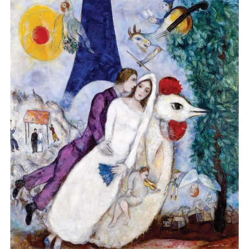35 "The bridal pair with the Eiffel tower", Marc Chagall art symbols and characters